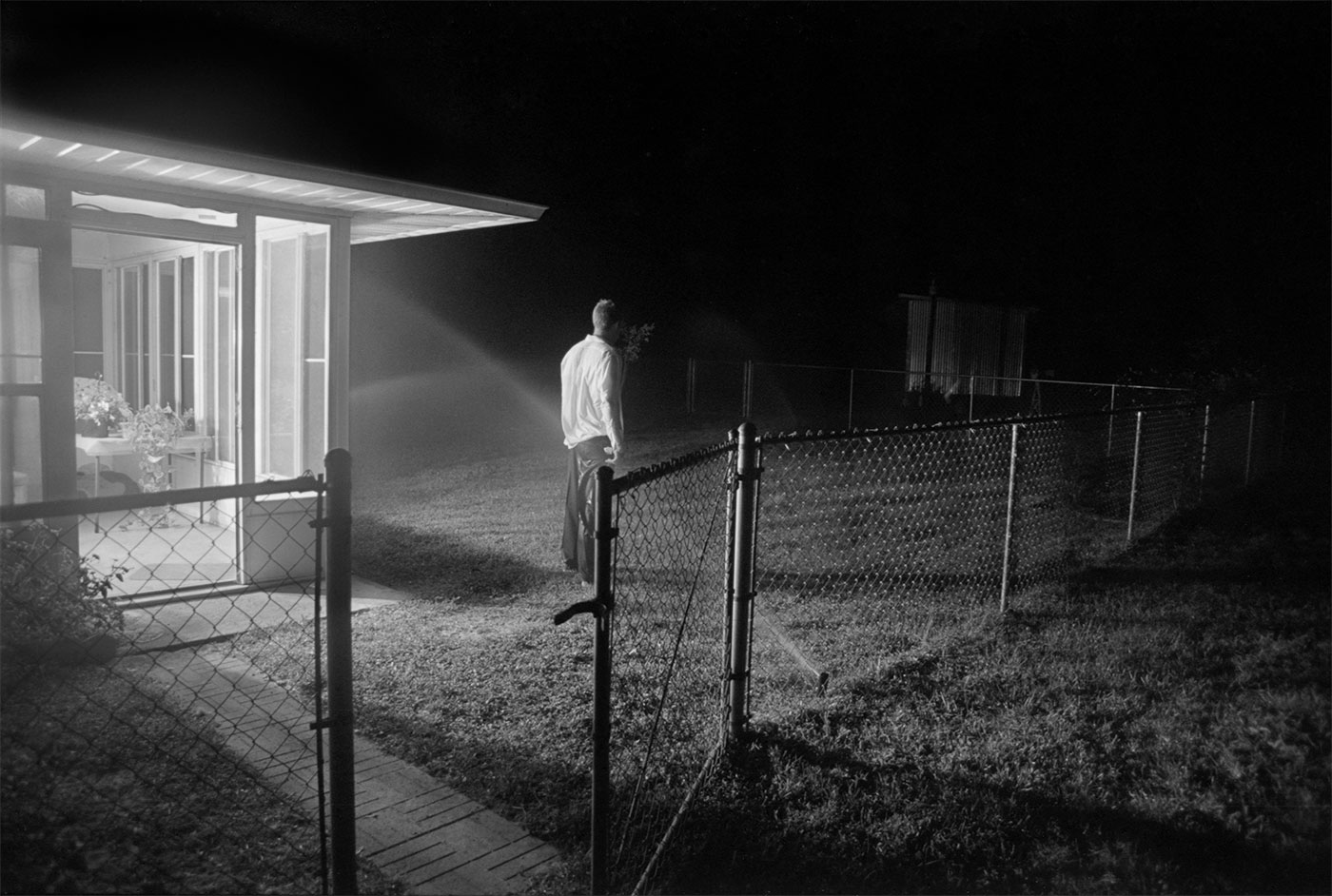 Man outside at night